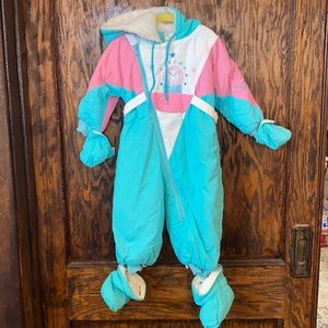 Vintage mini robin baby snowsuit 24 months color block ski